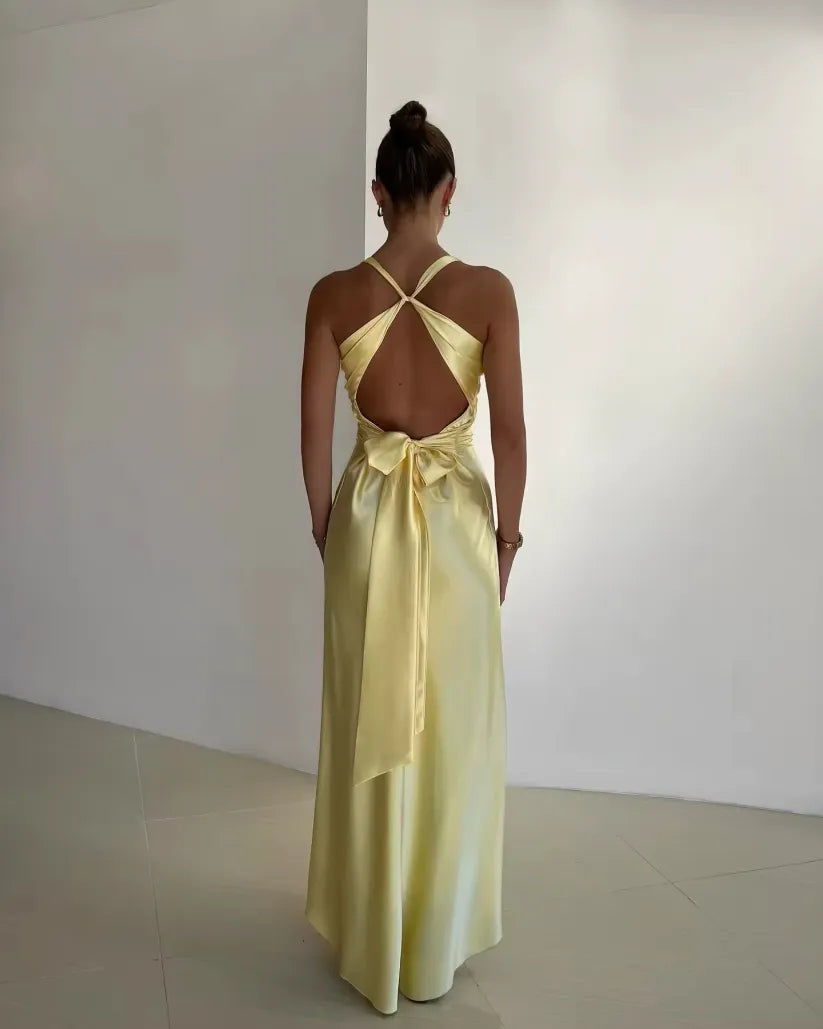Holly | Women's Elegant Maxi Wedding Guest Dress with V-Neck