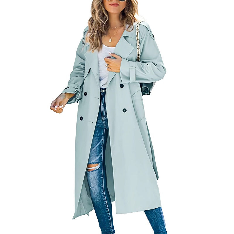 Women's Long Trench Coat – Classic Spring & Fall Coat in 6 Colors – view 5