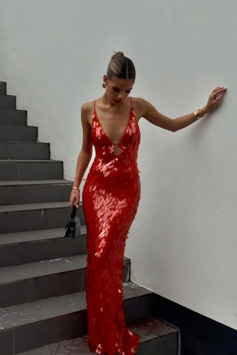Lindsey | Women's Elegant Wedding Guest Dress with Sequin Detail