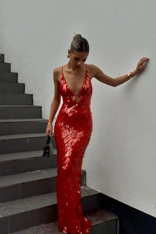 Lindsey | Women's Elegant Wedding Guest Dress with Sequin Detail