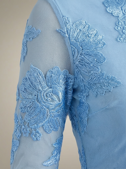 Erin | Women's Elegant Mini Wedding Guest Dress with Floral Embroidery