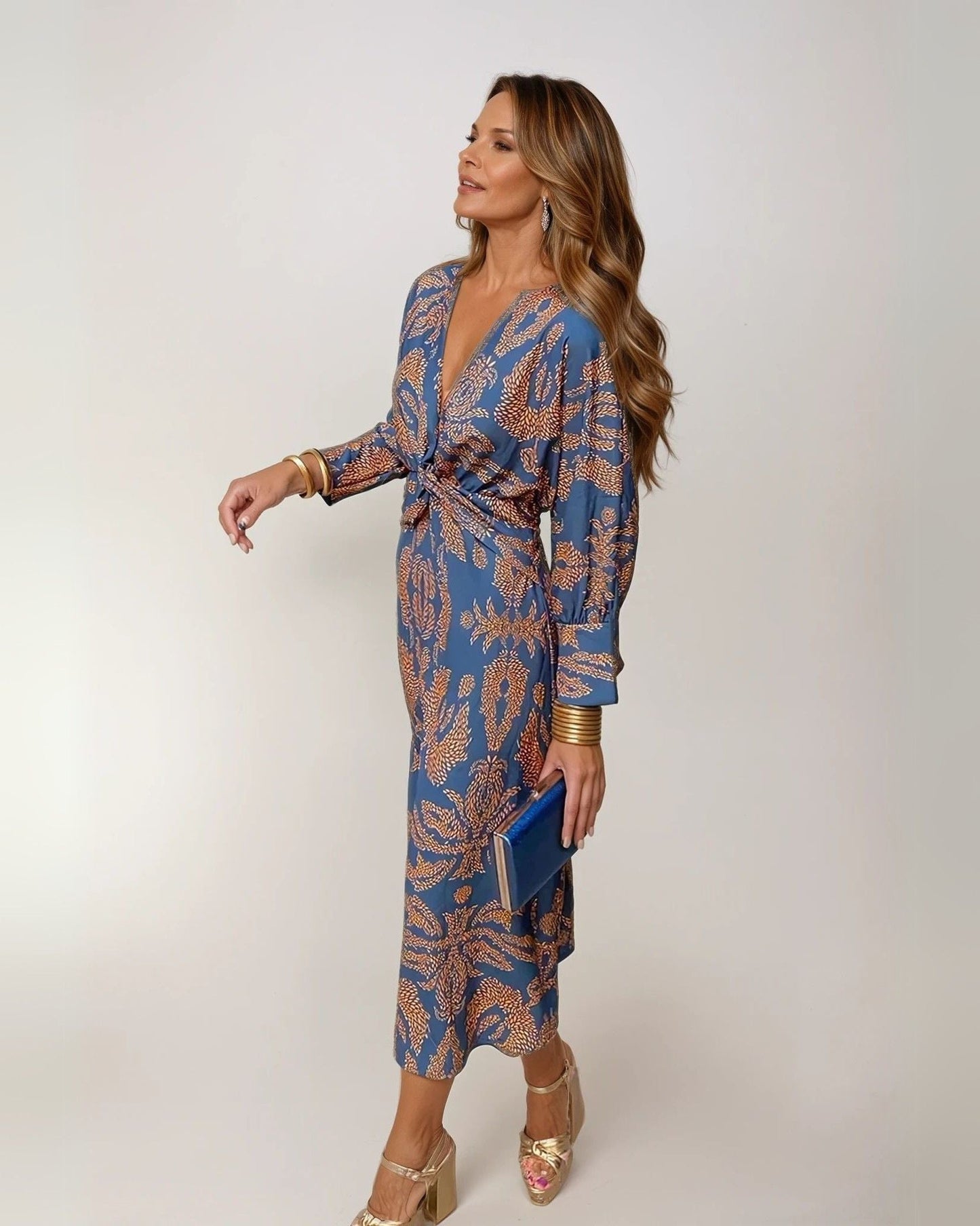 Rose | Women's Elegant Midi Wedding Guest Dress with Tie Waist