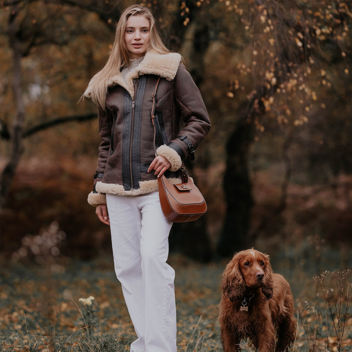 Women's Brown Sheepskin Aviator Jacket – Luxury Winter Coat – view 6