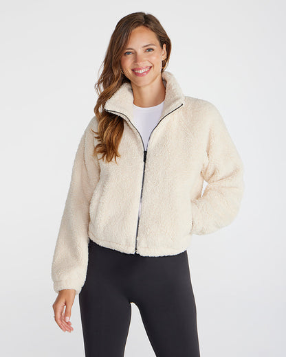 Women's Hi-Pile Fleece Jacket – Plush Teddy Style with Tall Collar – view 9