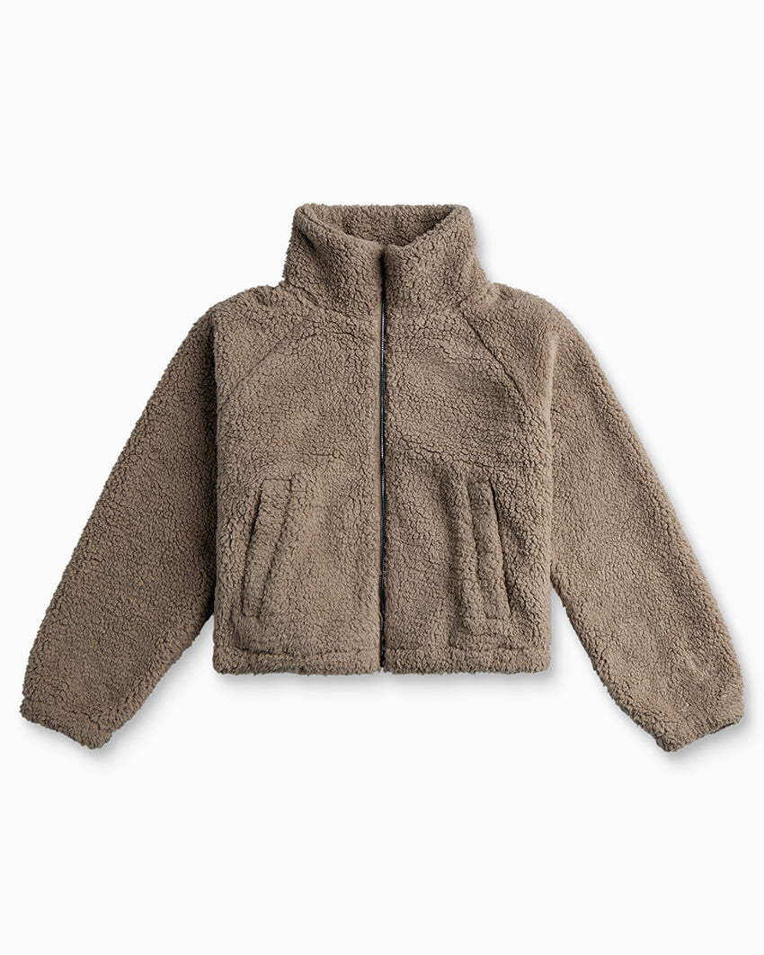Women's Hi-Pile Fleece Jacket – Plush Teddy Style with Tall Collar – view 8