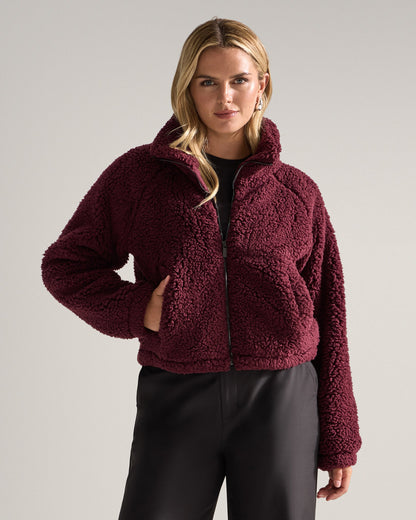 Women's Hi-Pile Fleece Jacket – Plush Teddy Style with Tall Collar – view 24