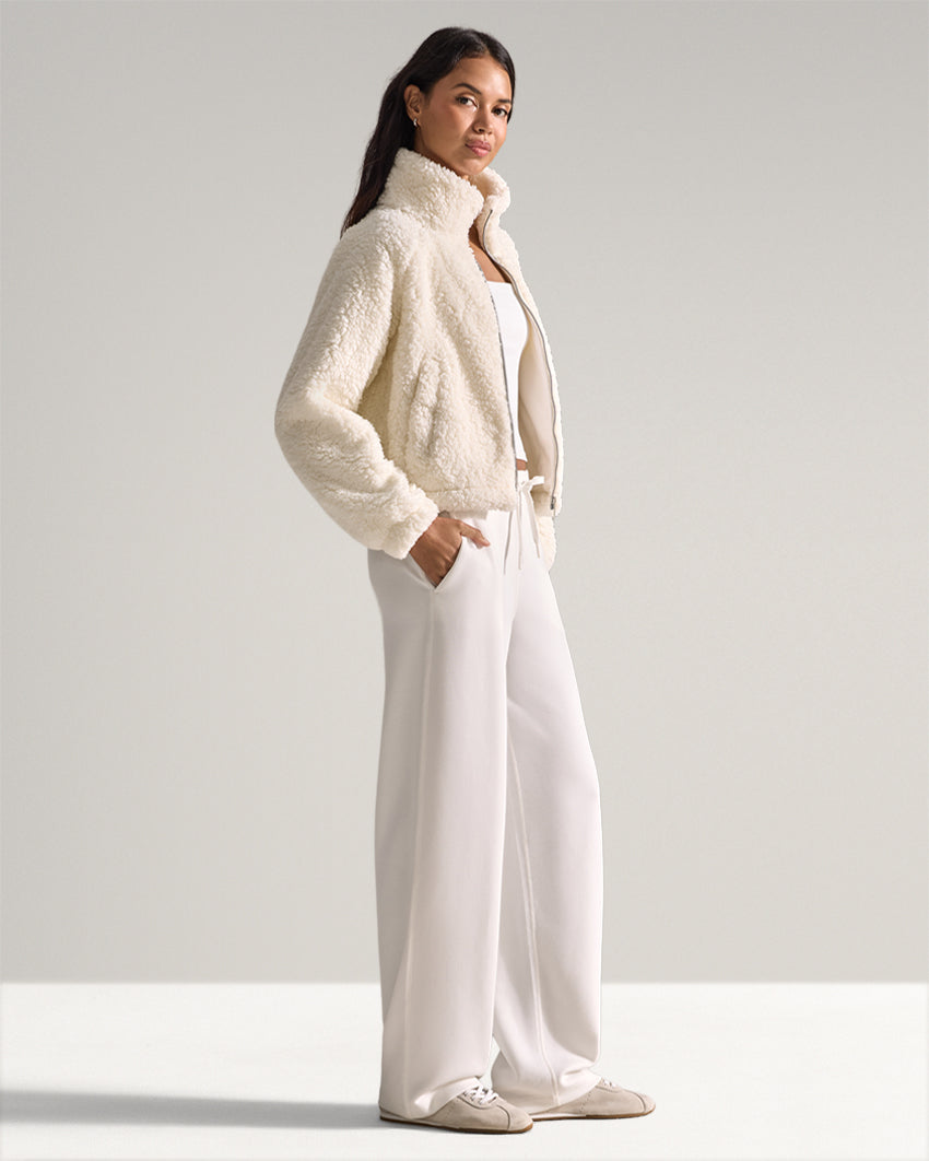 Women's Hi-Pile Fleece Jacket – Plush Teddy Style with Tall Collar – view 31
