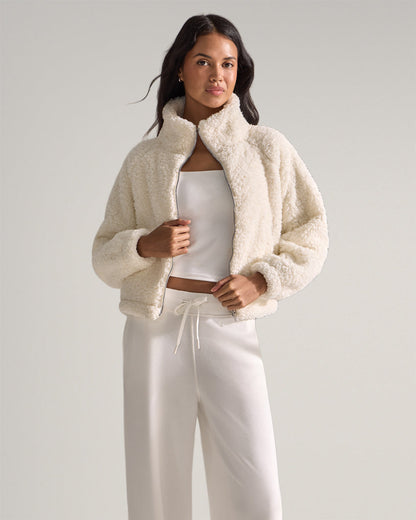 Women's Hi-Pile Fleece Jacket – Plush Teddy Style with Tall Collar – view 30