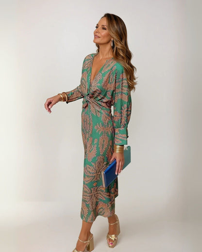 Rose | Women's Elegant Midi Wedding Guest Dress with Tie Waist