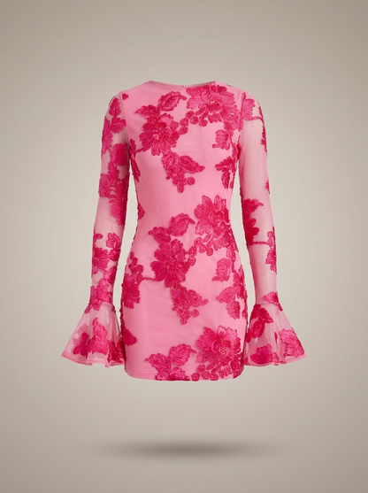 Erin | Women's Elegant Mini Wedding Guest Dress with Floral Embroidery