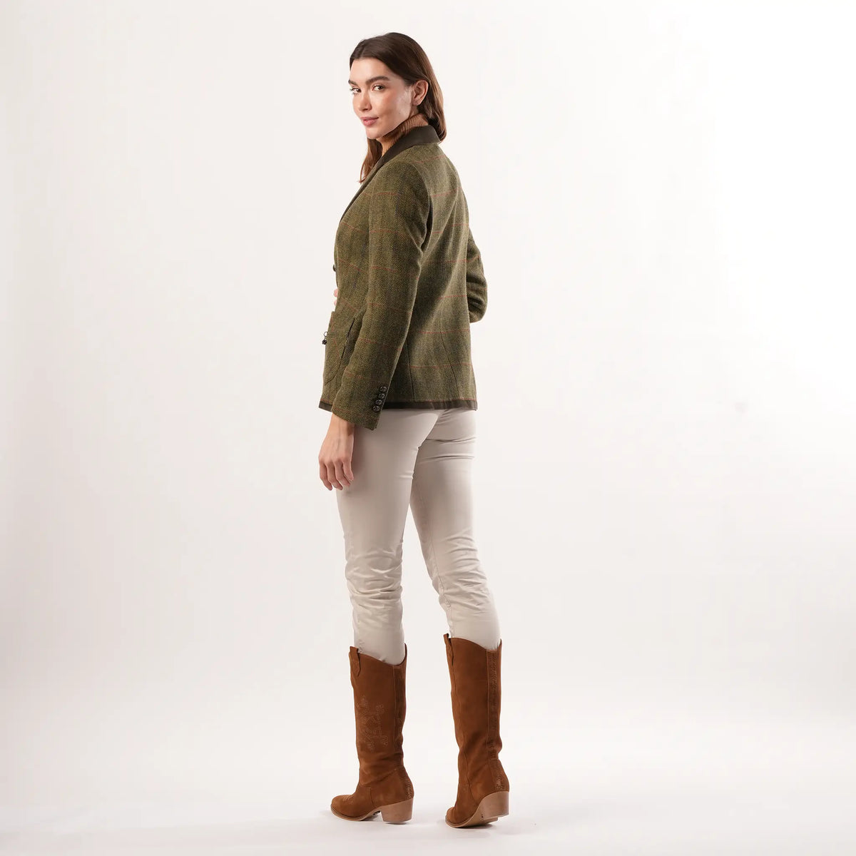 Women's Moss Green Tweed Jacket – Classic Tailored Fit – view 4