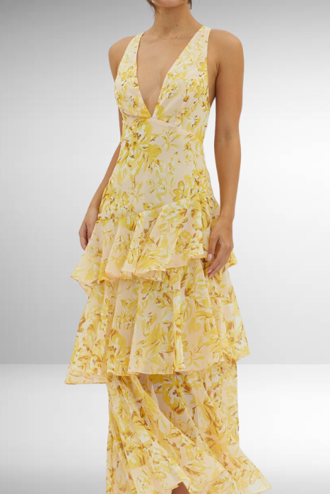 Isabella | Women's Chic Maxi Wedding Guest Dress with Slit