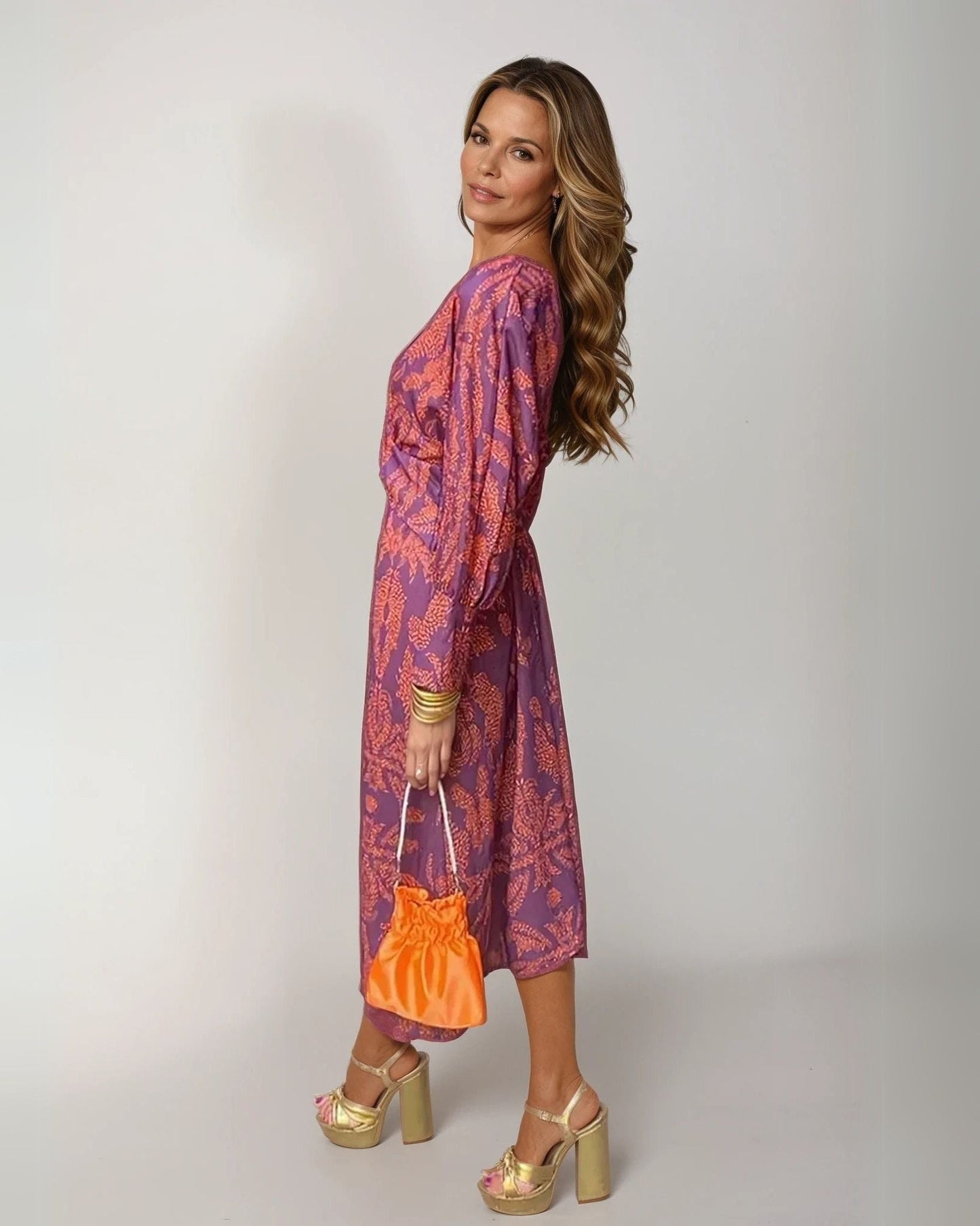 Rose | Women's Elegant Midi Wedding Guest Dress with Tie Waist