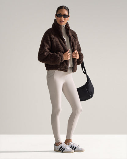 Women's Hi-Pile Fleece Jacket – Plush Teddy Style with Tall Collar – view 17