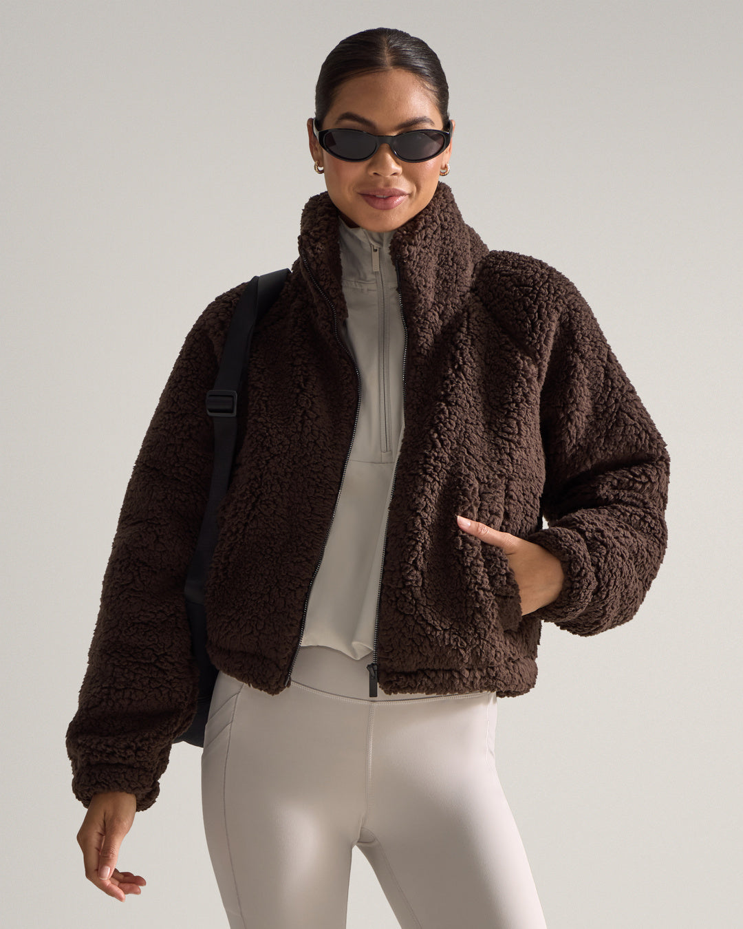 Women's Hi-Pile Fleece Jacket – Plush Teddy Style with Tall Collar – view 16