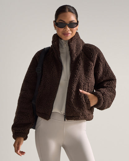 Women's Hi-Pile Fleece Jacket – Plush Teddy Style with Tall Collar – view 16