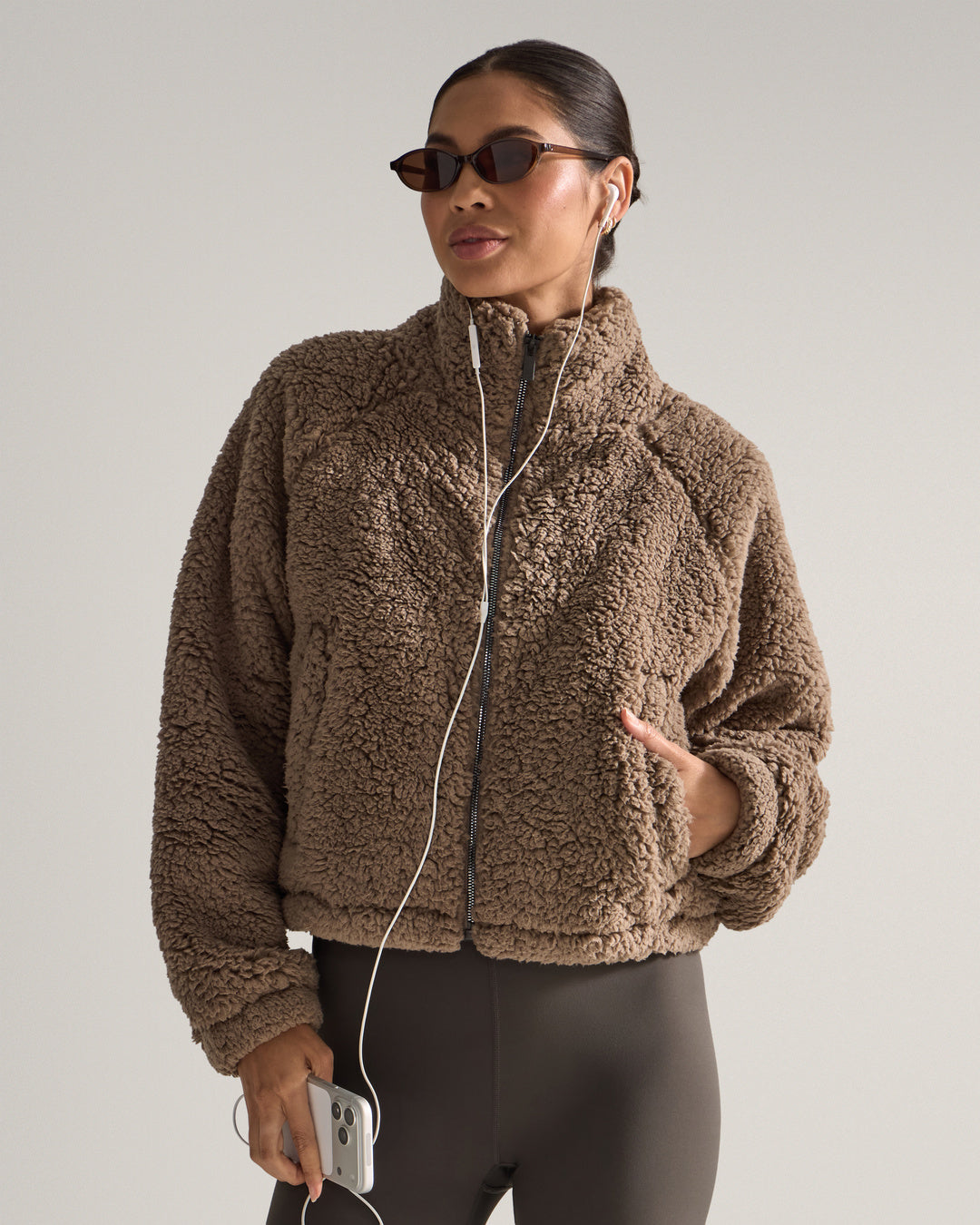 Women's Hi-Pile Fleece Jacket – Plush Teddy Style with Tall Collar