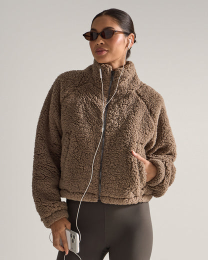 Women's Hi-Pile Fleece Jacket – Plush Teddy Style with Tall Collar