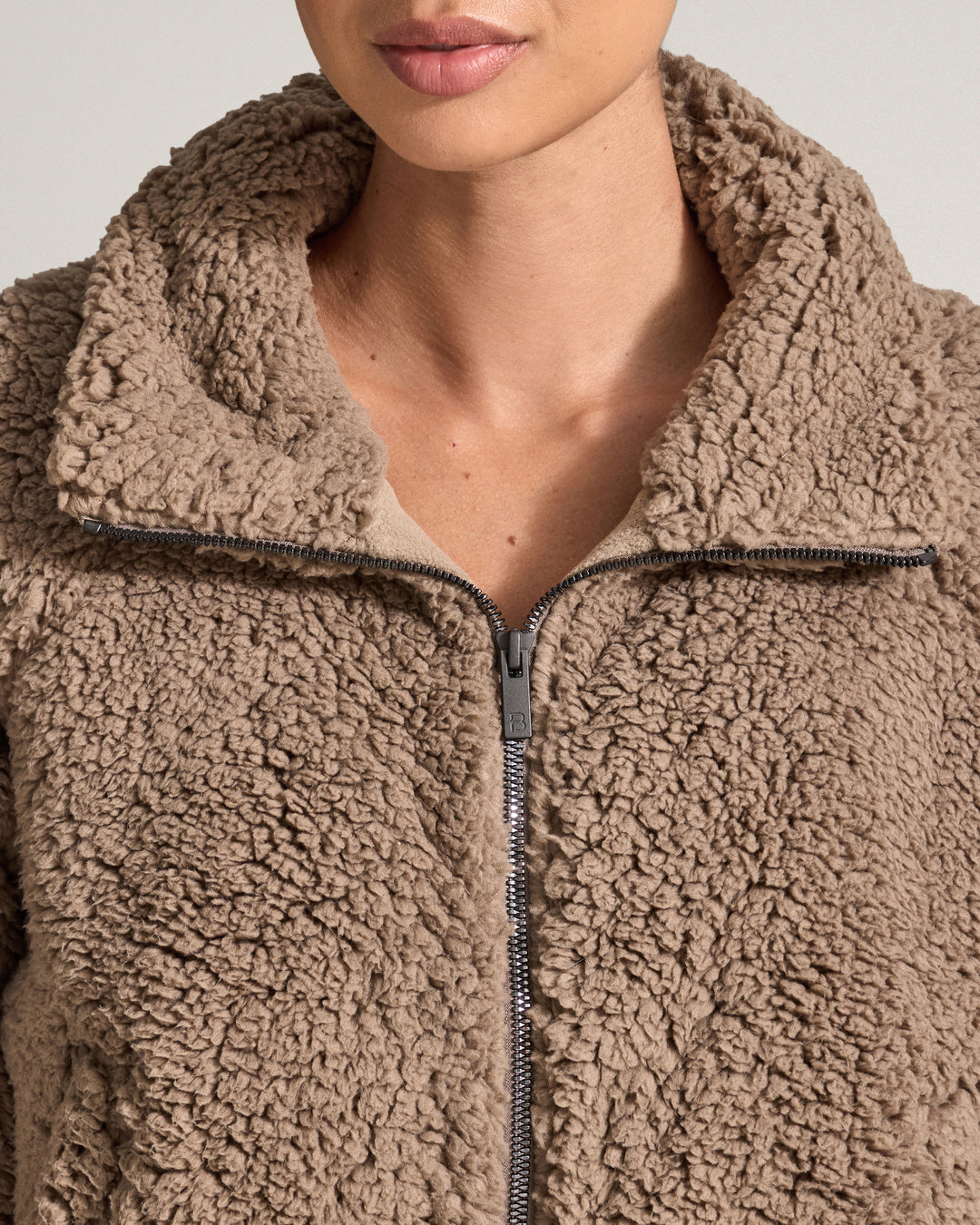 Women's Hi-Pile Fleece Jacket – Plush Teddy Style with Tall Collar – view 4