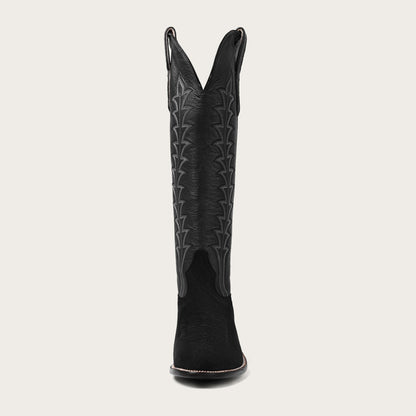 Women's Tall Black Western Boots – 16-Inch Calfskin & Suede Cowgirl Boots – view 8