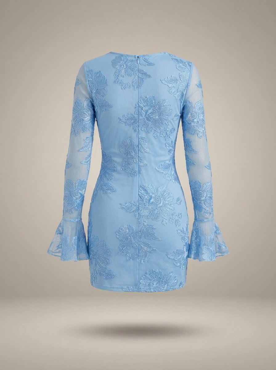 Erin | Women's Elegant Mini Wedding Guest Dress with Floral Embroidery