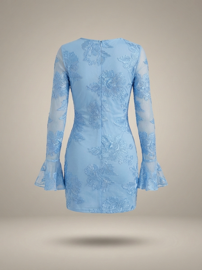 Erin | Women's Elegant Mini Wedding Guest Dress with Floral Embroidery