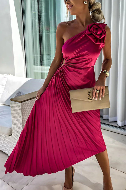 Ella | Women's Stylish Midi Wedding Guest Dress with Rosette