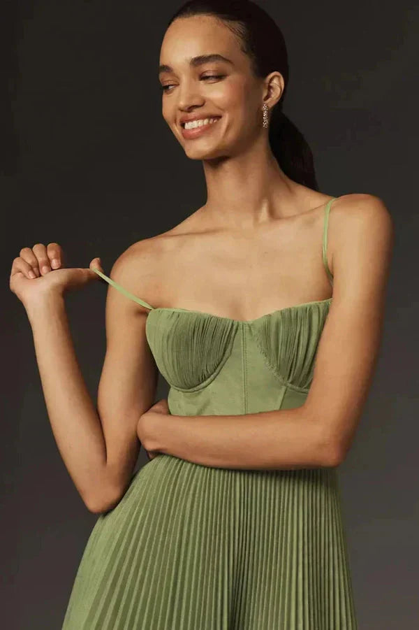 Rose | Women's Trendy Midi Wedding Guest Dress with Pleats