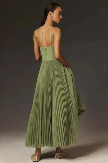 Rose | Women's Trendy Midi Wedding Guest Dress with Pleats