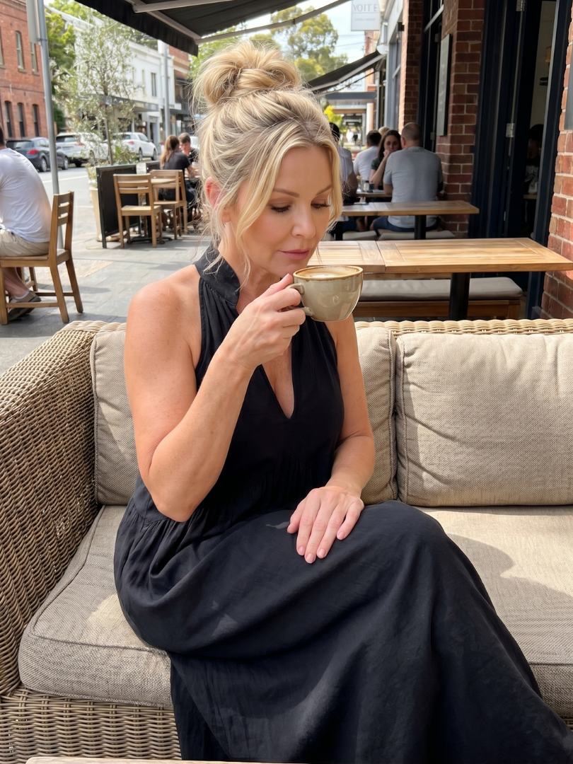 Adelina - Halter Neck Relaxed Flowing Silhouette Midi Dress