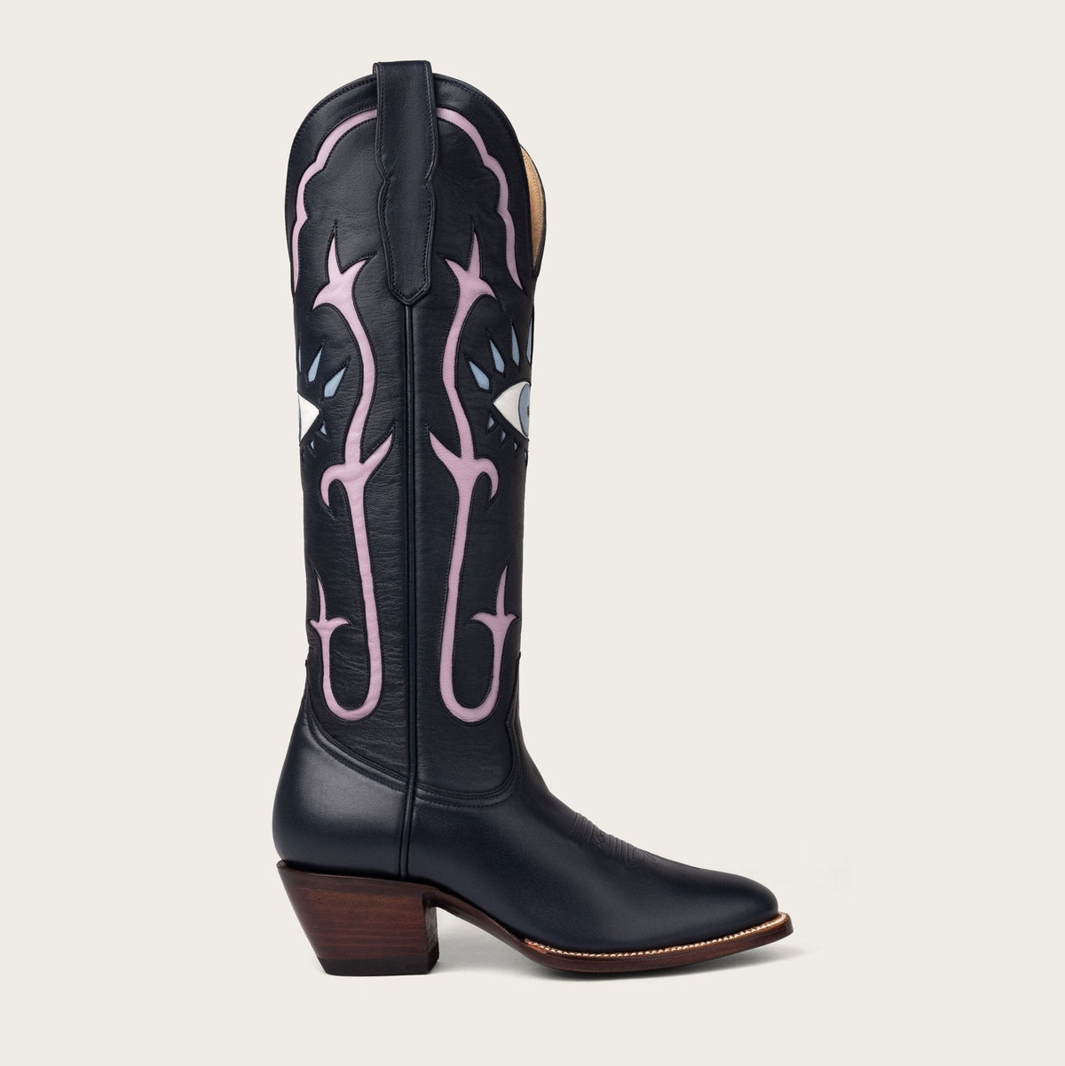 Women's Navy Inlay Cowboy Boots – 15-Inch Hand-Cut Leather Western Boots – view 5