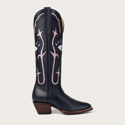 Women's Navy Inlay Cowboy Boots – 15-Inch Hand-Cut Leather Western Boots – view 5