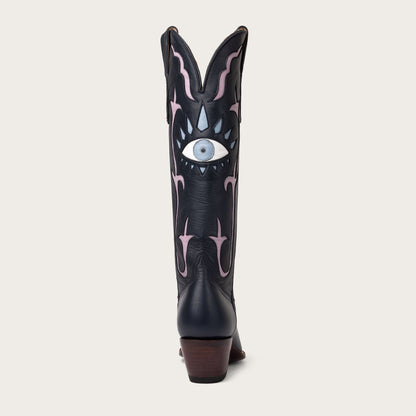 Women's Navy Inlay Cowboy Boots – 15-Inch Hand-Cut Leather Western Boots – view 6