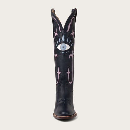 Women's Navy Inlay Cowboy Boots – 15-Inch Hand-Cut Leather Western Boots – view 3