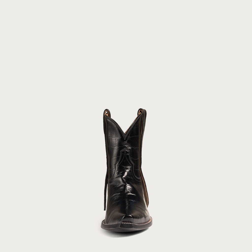 Women's Black Croc Ankle Cowboy Boots – 7-Inch Snip Toe Leather Booties – view 8