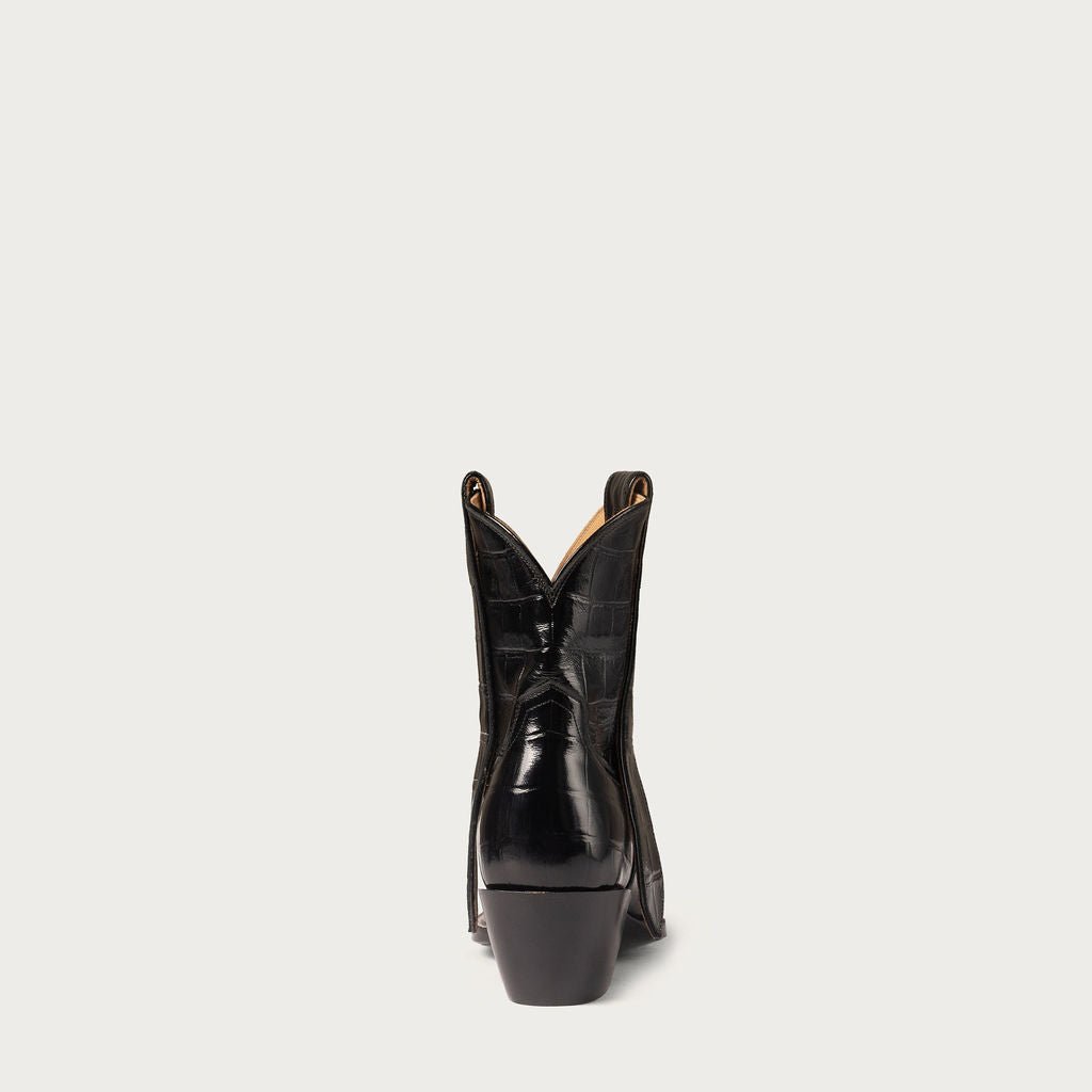 Women's Black Croc Ankle Cowboy Boots – 7-Inch Snip Toe Leather Booties – view 9