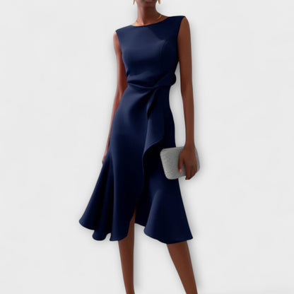 Cora | Women’s Stylish Midi Wedding Guest Dress with Flared Hem