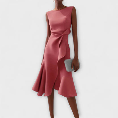 Cora | Women’s Stylish Midi Wedding Guest Dress with Flared Hem