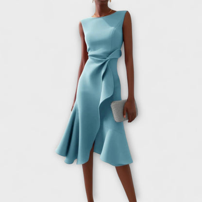 Cora | Women’s Stylish Midi Wedding Guest Dress with Flared Hem