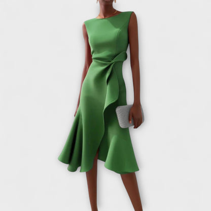 Cora | Women’s Stylish Midi Wedding Guest Dress with Flared Hem