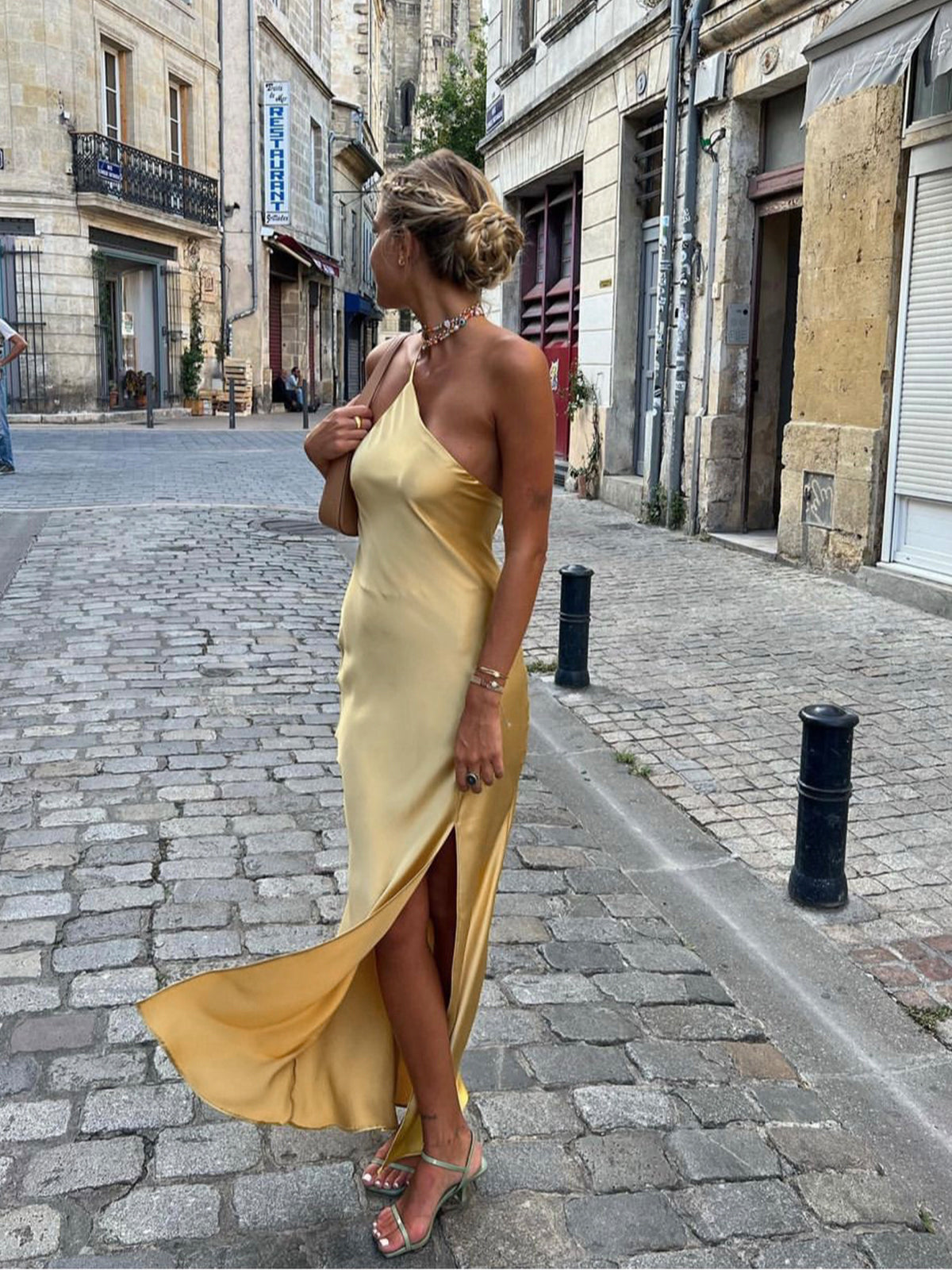 Lacee | Women's Elegant Maxi Wedding Guest Dress with Open Back