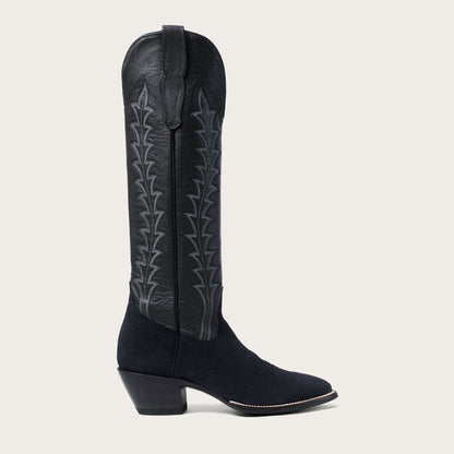 Women's Tall Black Western Boots – 16-Inch Calfskin & Suede Cowgirl Boots – view 2