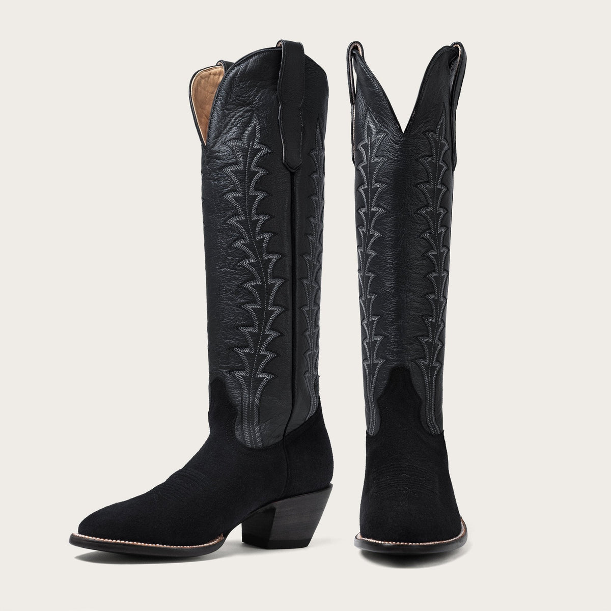 Women's Tall Black Western Boots – 16-Inch Calfskin & Suede Cowgirl Boots – view 3
