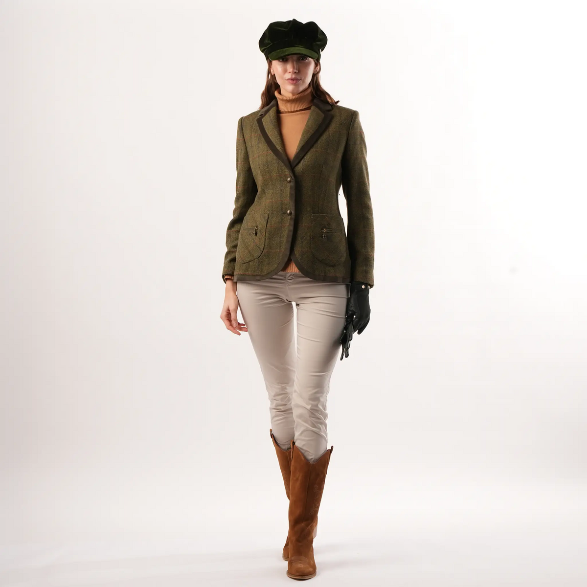Women's Moss Green Tweed Jacket – Classic Tailored Fit – view 2
