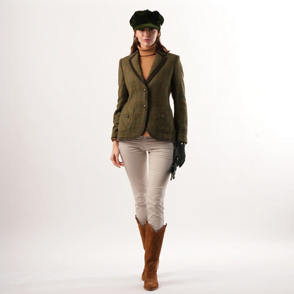 Women's Moss Green Tweed Jacket – Classic Tailored Fit – view 2