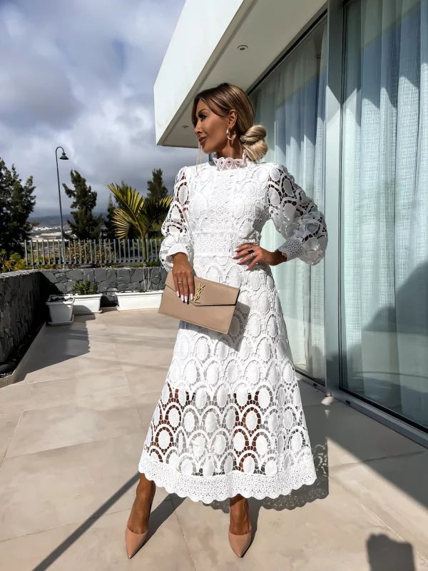 Vivian | Women’s Classic Midi Wedding Guest Dress with Lace