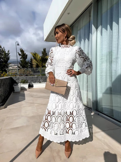 Vivian | Women’s Classic Midi Wedding Guest Dress with Lace