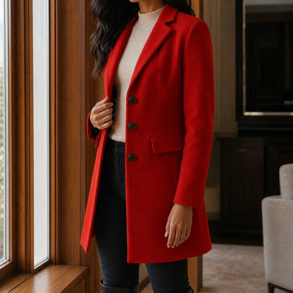 Women's Wool Blend Fit-and-Flare Coat – Notch Lapel Mid-Thigh Dress Coat – view 2