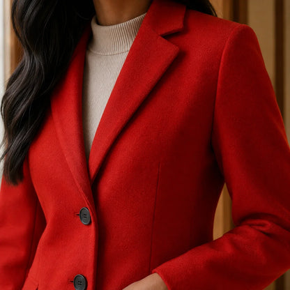 Women's Wool Blend Fit-and-Flare Coat – Notch Lapel Mid-Thigh Dress Coat – view 3