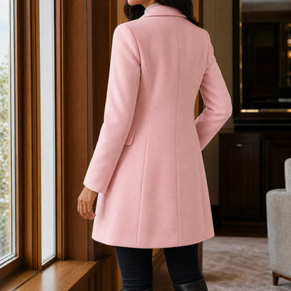 Women's Wool Blend Fit-and-Flare Coat – Notch Lapel Mid-Thigh Dress Coat – view 6